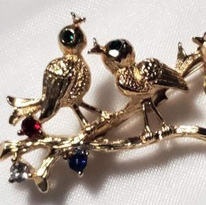 VTG Gerrys 3 Chirping Singing Birds 2" Brooch